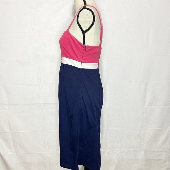 Lilly Pulitzer Dress Rope Tie Beach Sleeveless Size S Navy Pink Smocked Back - Picture 5 of 8